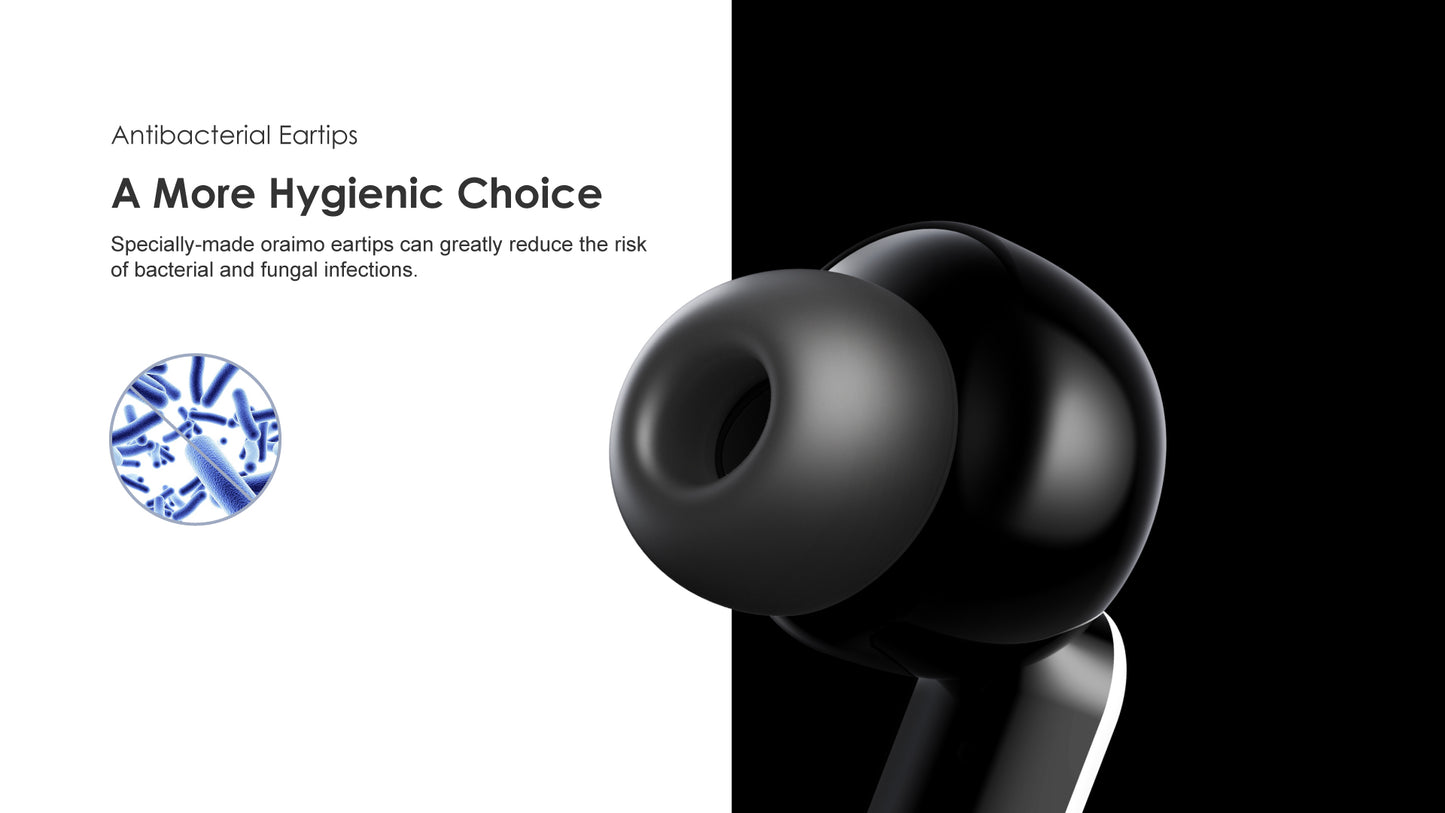 Oraimo FreePods 4 True Wireless Earphones with ANC, Dynamic 10mm Driver with High Bass, Bluetooth V5.2, Up to 7 Hours Playback, 10M Wireless Range, Type-C Charging, Black-White