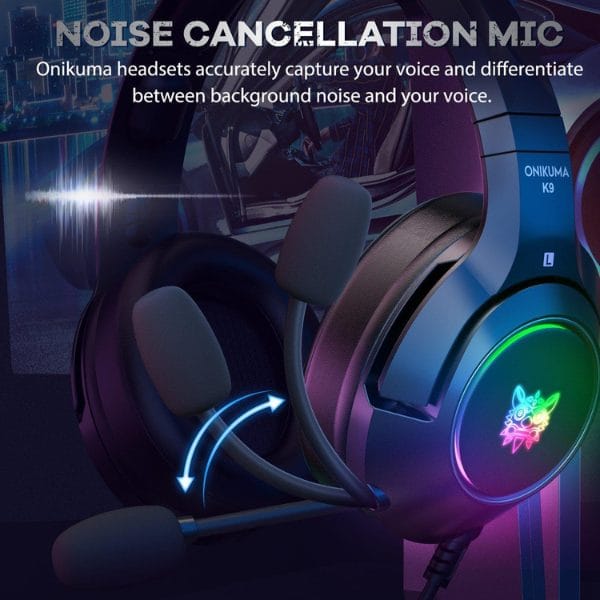 ONIKUMA K9 RGB Stereo Gaming Headset for PS4, Xbox, PC and Switch -Black