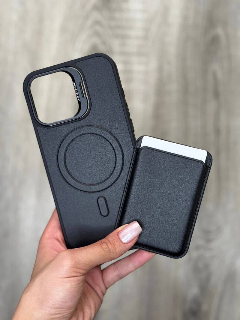 Black Luxury Leather Phone Case with Card Holder