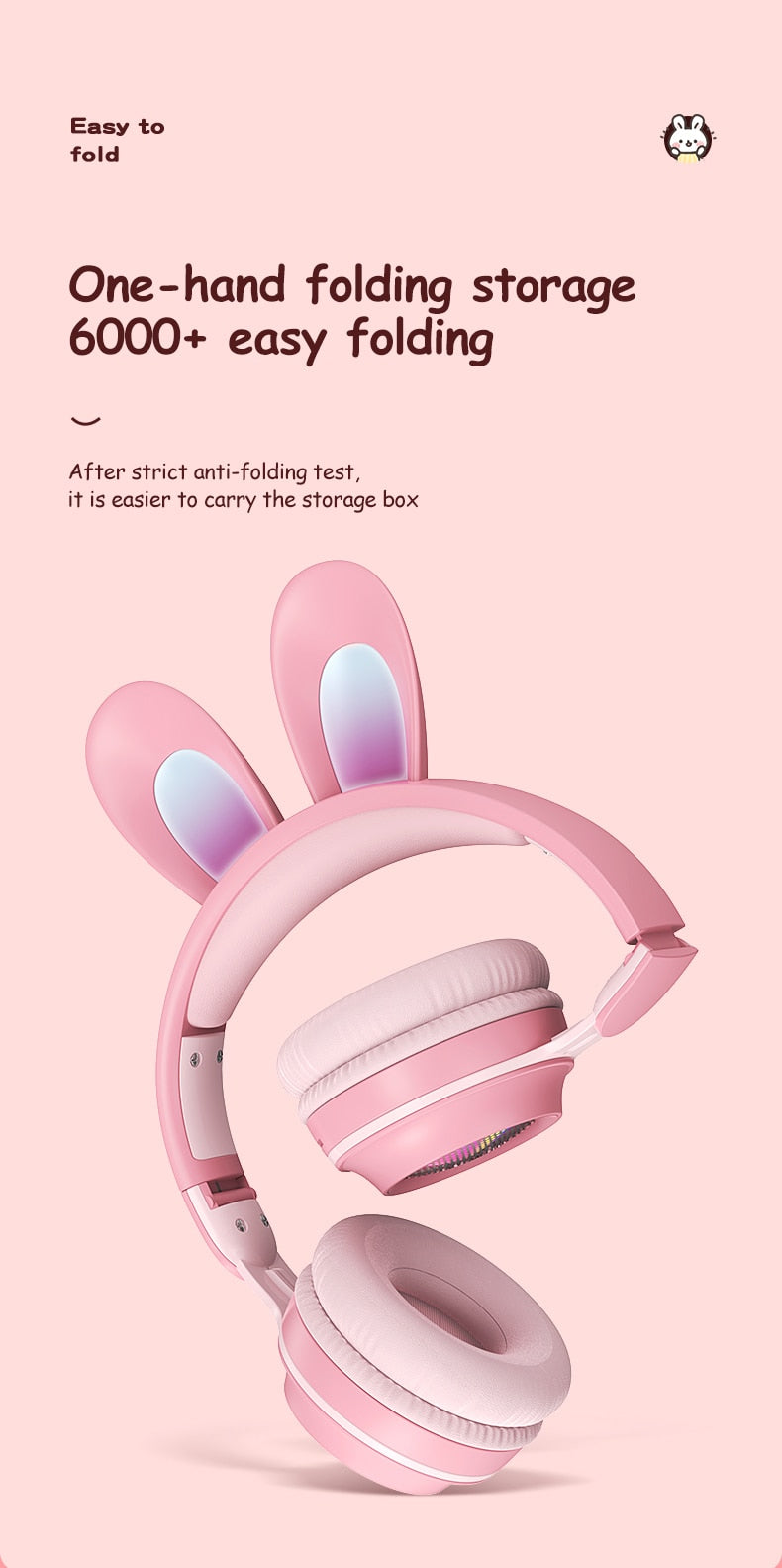 Wireless Rabbit Luminous Extendable Wheat Headphones