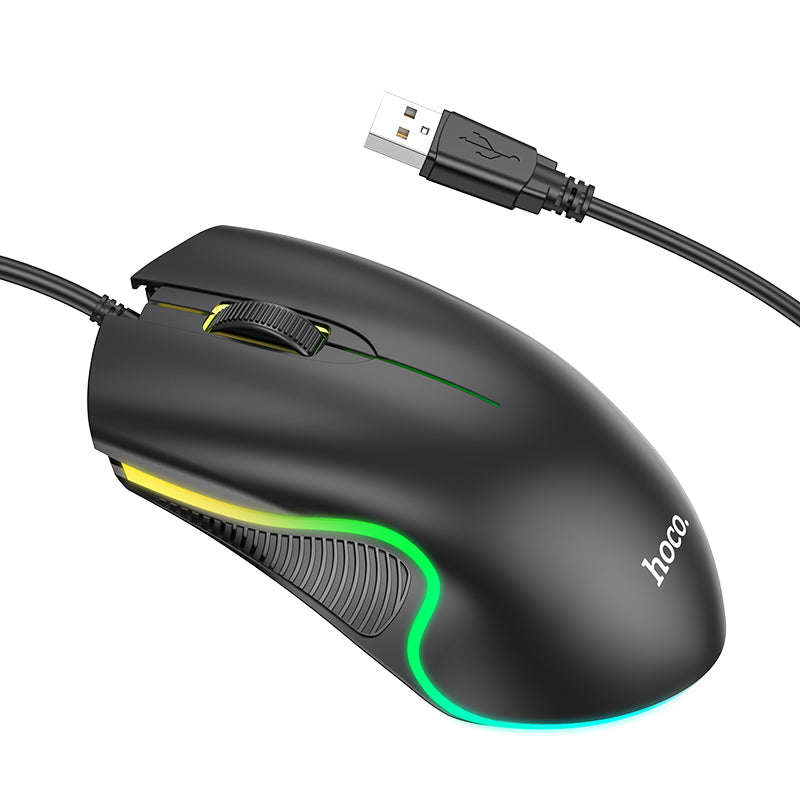 HOCO GM19 Gaming Luminous LED Wired Mouse (Black Color)