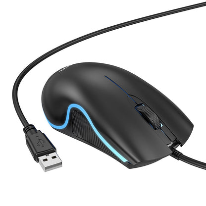 HOCO GM19 Gaming Luminous LED Wired Mouse (Black Color)