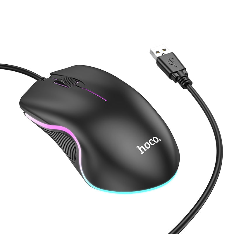 HOCO GM19 Gaming Luminous LED Wired Mouse (Black Color)