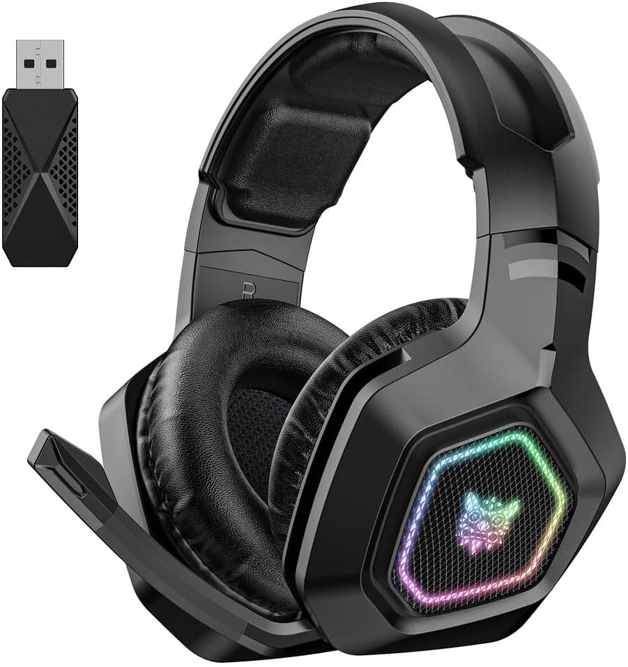 ONIKUMA B100 2.4G Wireless/Bluetooth-compatible 5.3/Wired Over-Ear Headset RGB Light E-Sports Gaming Headphone