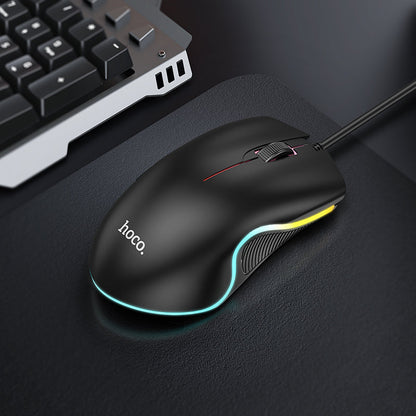 HOCO GM19 Gaming Luminous LED Wired Mouse (Black Color)