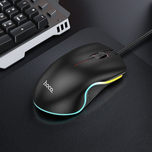HOCO GM19 Gaming Luminous LED Wired Mouse (Black Color)