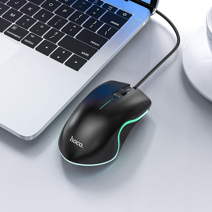 HOCO GM19 Gaming Luminous LED Wired Mouse (Black Color)