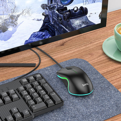 HOCO GM19 Gaming Luminous LED Wired Mouse (Black Color)