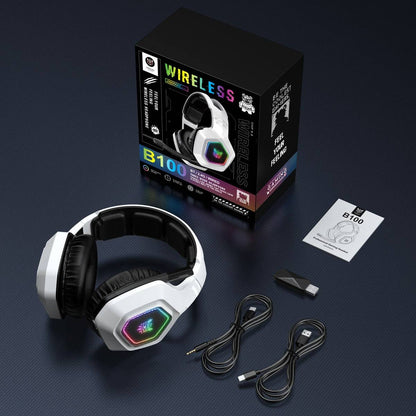 ONIKUMA B100 2.4G Wireless/Bluetooth-compatible 5.3/Wired Over-Ear Headset RGB Light E-Sports Gaming Headphone