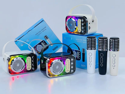 SODO SD10 Wireless Karaoke Speaker Kits Outdoor Portable Home Karaoke Bluetooth Fashion color lights Microphone Sound Syste