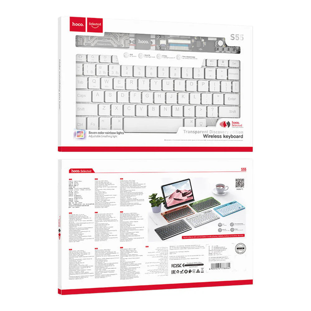 Hoco S55 Transparent Discovery Edition Wireless Keyboard