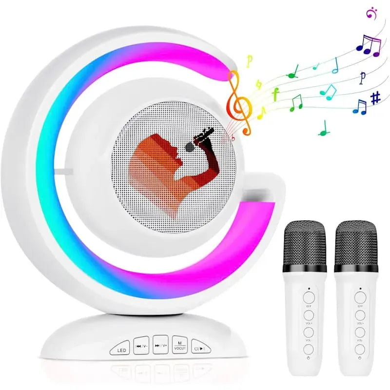 YS-110 Portable Karaoke Machine: Wireless Bluetooth Speakers, Dual Mic, Lighting Atmosphere, Mini Music Box for Home Singing, Parties, and Outdoor Events