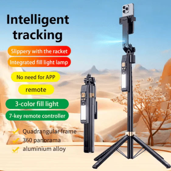 ABS Auto Face Tracking Quadrapod Ai Gimbal & Monopod & Selfie Stick & Tripod With Remote