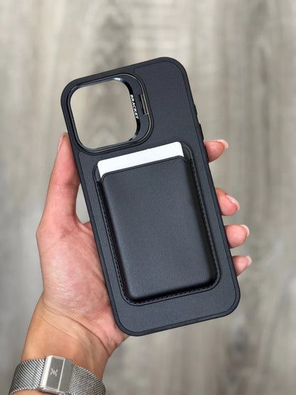 Black Luxury Leather Phone Case with Card Holder