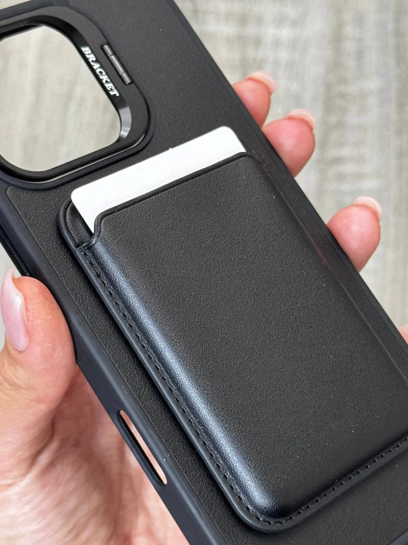 Black Luxury Leather Phone Case with Card Holder
