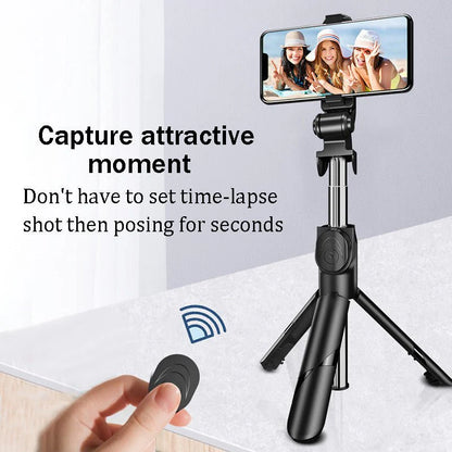 XT02 70cm Stretchable Integrated Multi-function Selfie Stick Tripod Light Smartphone Support Mobile Phone Stand 360 Degree - Selfie Stick