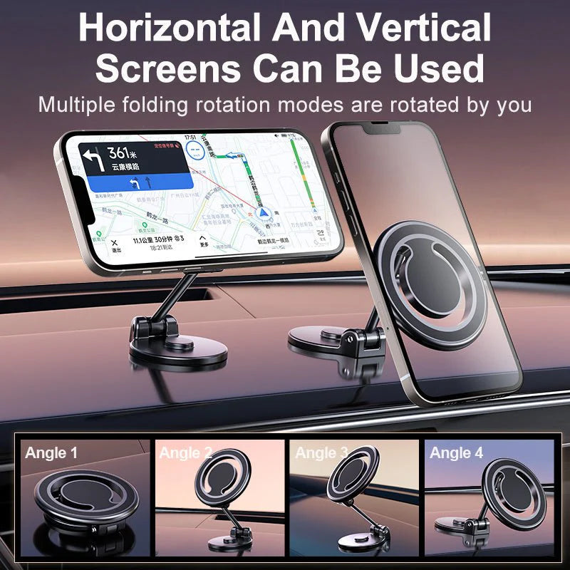 Car Phone Holder Mount Folding Magnetic Phone Holder for Car Cell Phone Mount 360°Rotation Dashboard Phone Holder Fit iPhone Smartphones