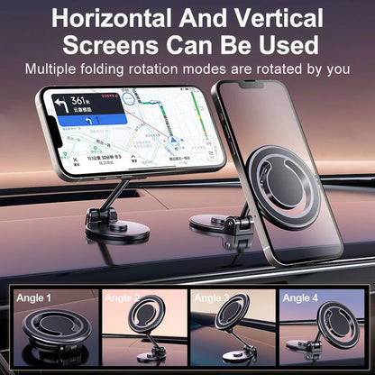 Car Phone Holder Mount Folding Magnetic Phone Holder for Car Cell Phone Mount 360°Rotation Dashboard Phone Holder Fit iPhone Smartphones
