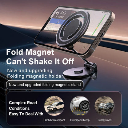 Car Phone Holder Mount Folding Magnetic Phone Holder for Car Cell Phone Mount 360°Rotation Dashboard Phone Holder Fit iPhone Smartphones