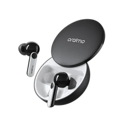 Oraimo FreePods 4 True Wireless Earphones with ANC, Dynamic 10mm Driver with High Bass, Bluetooth V5.2, Up to 7 Hours Playback, 10M Wireless Range, Type-C Charging, Black-White