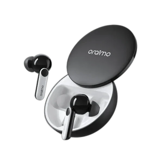 Oraimo FreePods 4 True Wireless Earphones with ANC, Dynamic 10mm Driver with High Bass, Bluetooth V5.2, Up to 7 Hours Playback, 10M Wireless Range, Type-C Charging, Black-White