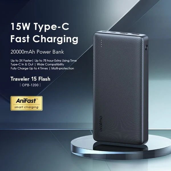 Oraimo Traveler 15 Flash 20000mAh 15W Type-C Power Bank (OPB-1200)