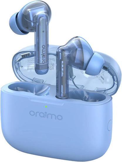 Oraimo FreePods Lite Bluetooth Earphones, 10mm Drivers with Big Bass True Wireless Earbuds,40H Playtime, 2 Mics for AI Clear Calls, 10mins Fast Charge,Customize EQs via App,Waterproof