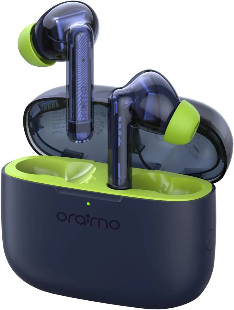 Oraimo FreePods Lite Bluetooth Earphones, 10mm Drivers with Big Bass True Wireless Earbuds,40H Playtime, 2 Mics for AI Clear Calls, 10mins Fast Charge,Customize EQs via App,Waterproof