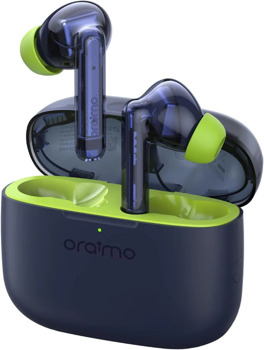 Oraimo FreePods Lite Bluetooth Earphones, 10mm Drivers with Big Bass True Wireless Earbuds,40H Playtime, 2 Mics for AI Clear Calls, 10mins Fast Charge,Customize EQs via App,Waterproof