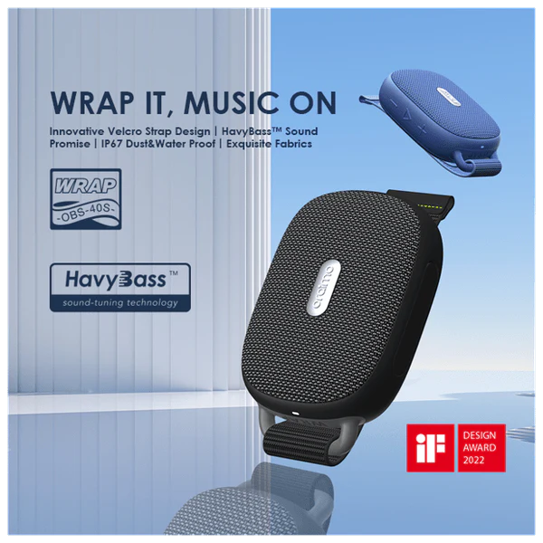 Oraimo Wrap Heavy Bass Strap Design Portable Wireless Speaker OBS-40S, Bluetooth, FM, SC Card, AUX