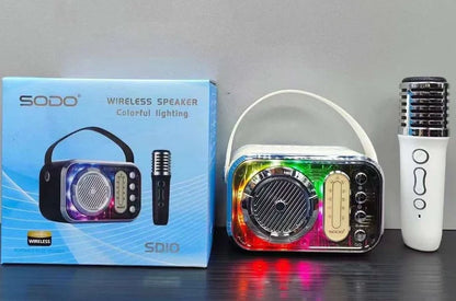 SODO SD10 Wireless Karaoke Speaker Kits Outdoor Portable Home Karaoke Bluetooth Fashion color lights Microphone Sound Syste