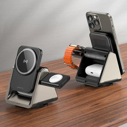 Borofone BQ30 Wide 3-in-1 Magnetic Wireless Fast Charger.