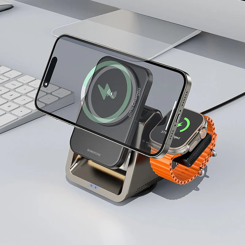 Borofone BQ30 Wide 3-in-1 Magnetic Wireless Fast Charger.